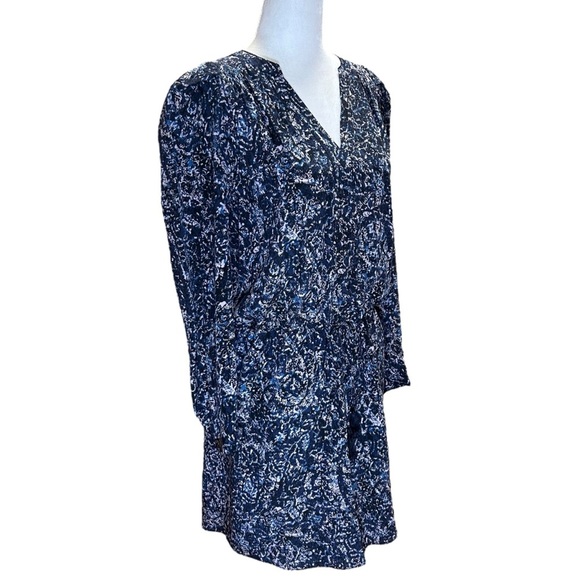 Rebecca Taylor - Block Print, Long Sleeve, Floral Mini Dress - Size 0, Blue - Picture 10 of 17